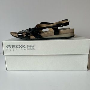 GEOX Respira Formosa Dress Sandals Black Leather Size EU 38 (Approx 7.5)